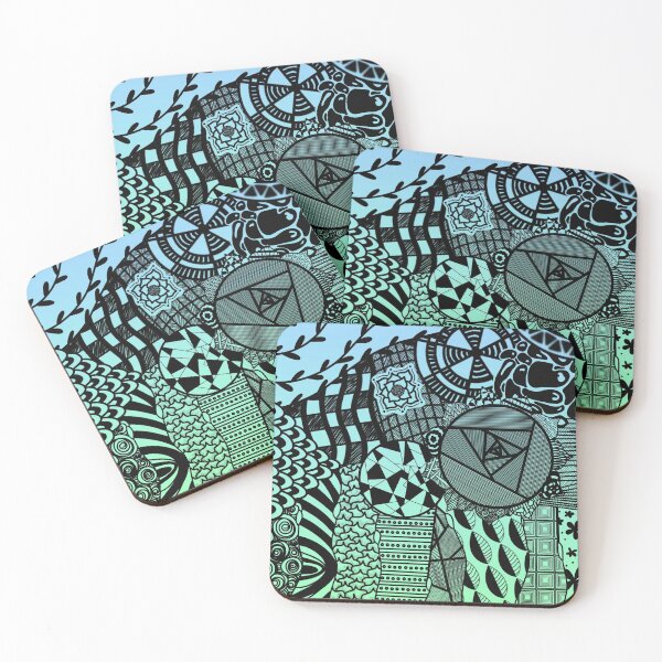 Item preview, Blue-Green Zentangle designed and sold by Mai Designs.