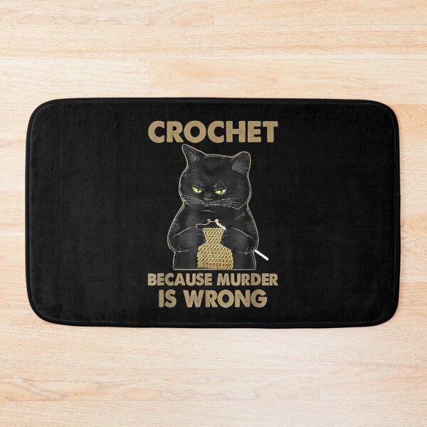 Item preview, Black Cat Funny Crochet because murder is wrong designed and sold by KathysRyan.