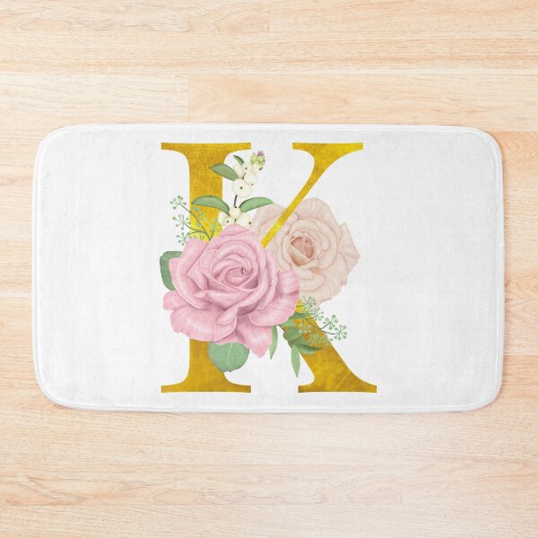 Item preview, Gold & Pink Floral Monogram K designed and sold by adortopia.