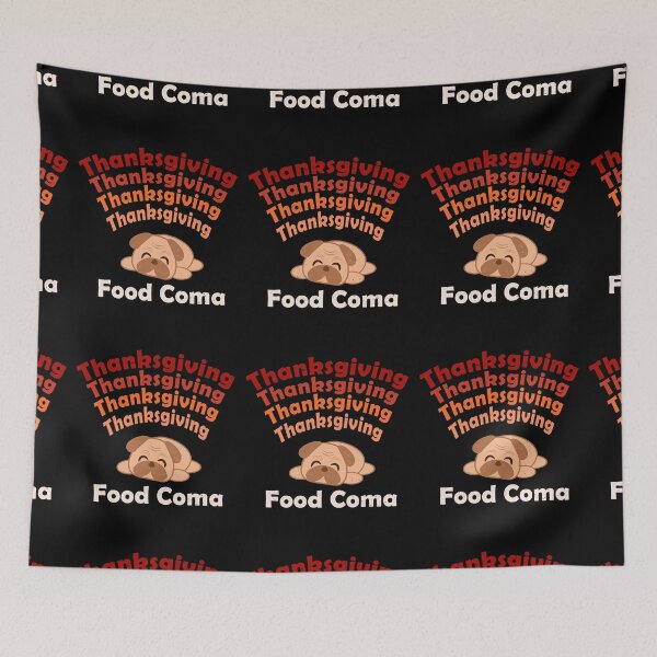 Item preview, Vintage Happy Thanksgiving Pug Funny Food Coma Gift designed and sold by merchloh128.