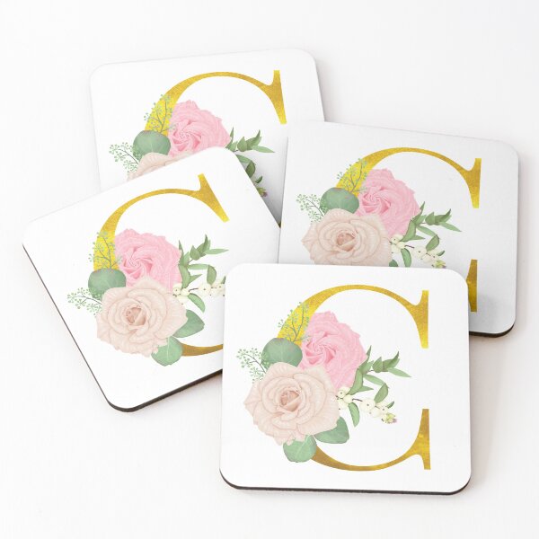 Item preview, Gold & Pink Floral Monogram C designed and sold by adortopia.