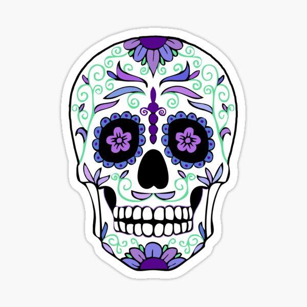 Vista previa del artículo con la obra «Sugar Skull Purple y azul», diseñado y vendido por mlswig.