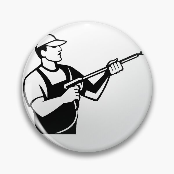 Item preview, Power Washer with Water Blaster Pressure Washing Stencil Retro Black and White designed and sold by patrimonio.
