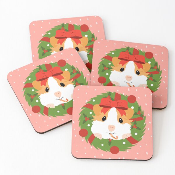 Item preview, Guinea Pig Christmas Wreath - Pink designed and sold by Lulupainting.