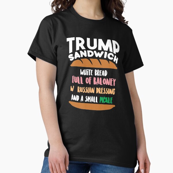 Vista previa del artículo con la obra «Trump Sandwich Anti Trump Impeachment Divertido», diseñado y vendido por Bercyn.