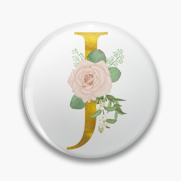 Item preview, Gold & Pink Floral Monogram J designed and sold by adortopia.