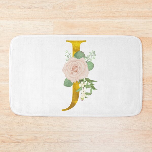 Item preview, Gold & Pink Floral Monogram J designed and sold by adortopia.