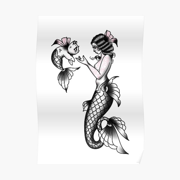 Sailor Tattoos Old School Tattoo Artist  Flash Png Mermaid TattooWhite  Flash Png  free transparent png images  pngaaacom