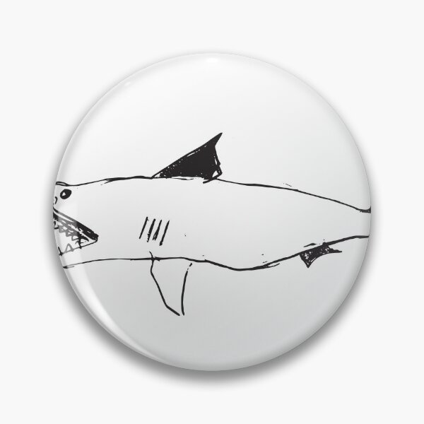 Item preview, Black and white illustration of a great white shark designed and sold by Bradley Buckmaster.