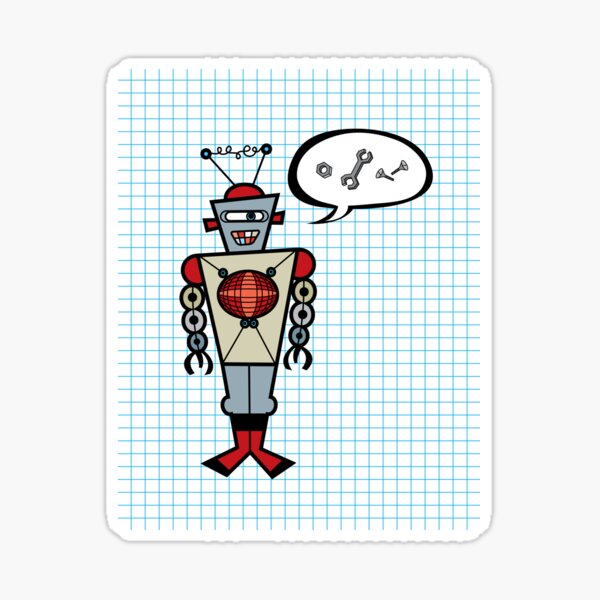 Item preview, Free Speech Retro Robot III | Talking Nuts And Bolts And Colorful Camouflage Pattern designed and sold by fatfatin.