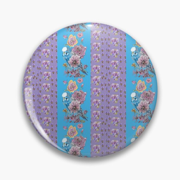 Item preview, Blue Purple Budgie and Rose Chinoiserie Flower Pattern designed and sold by Sarah  Rajkotwala.