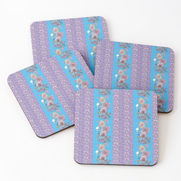 Item preview, Blue Purple Budgie and Rose Chinoiserie Flower Pattern designed and sold by Sarah  Rajkotwala.