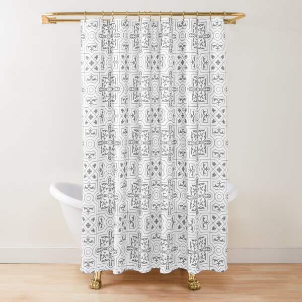 Hamptons style pale blue and teal flourish pattern. Shower