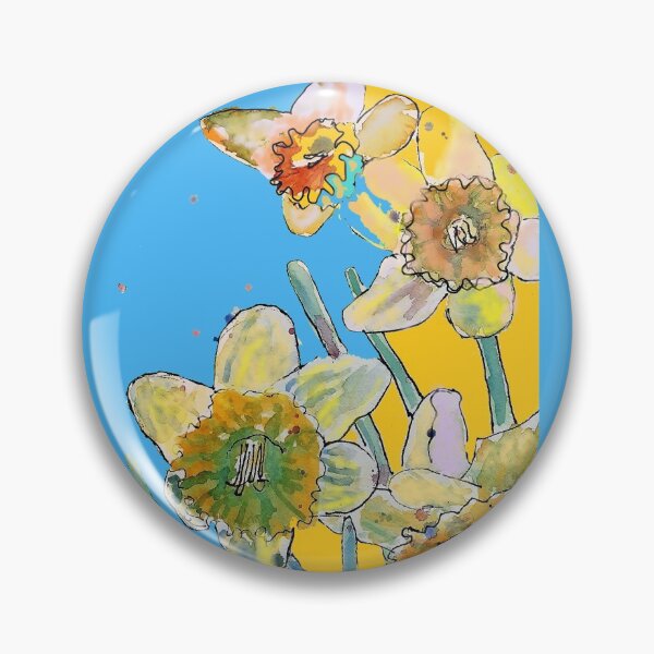 Item preview, Abstract Yellow Daffodil Watercolor Pattern on Blue designed and sold by Sarah  Rajkotwala.