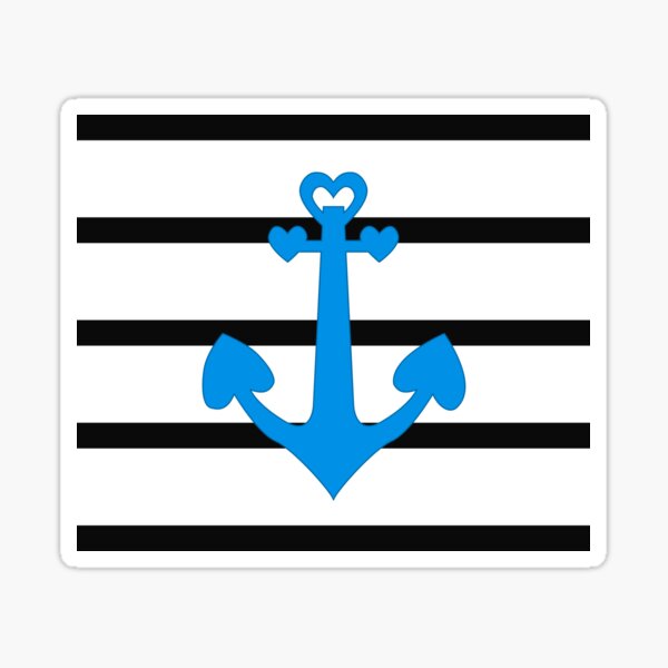 Blue Love Anchor on Black Stripes Sticker