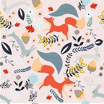 Artwork thumbnail, Christmas Fox Rabbit Pattern by PatternSquare