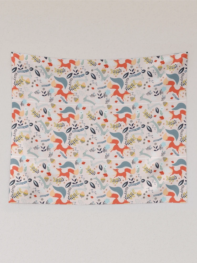 Thumbnail 2 of 3, Tapestry, Christmas Fox Rabbit Pattern designed and sold by PatternSquare.