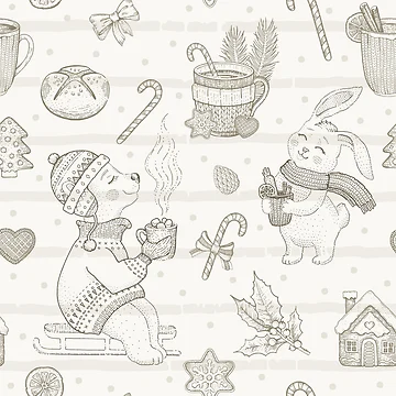 Artwork thumbnail, Cute Christmas Dessert Pattern by PatternSquare