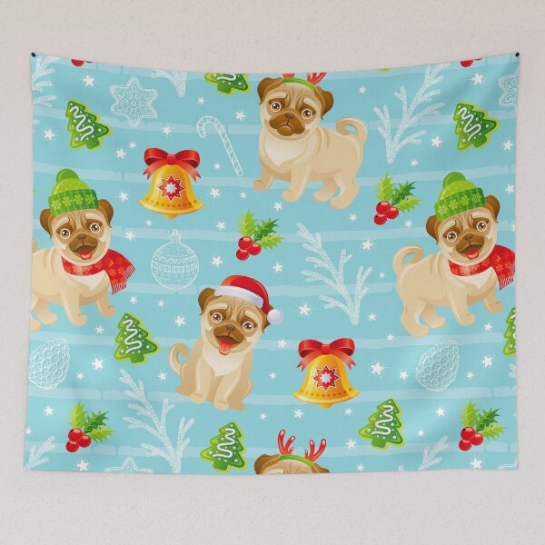 Item preview, Christmas Pug Pattern designed and sold by PatternSquare.