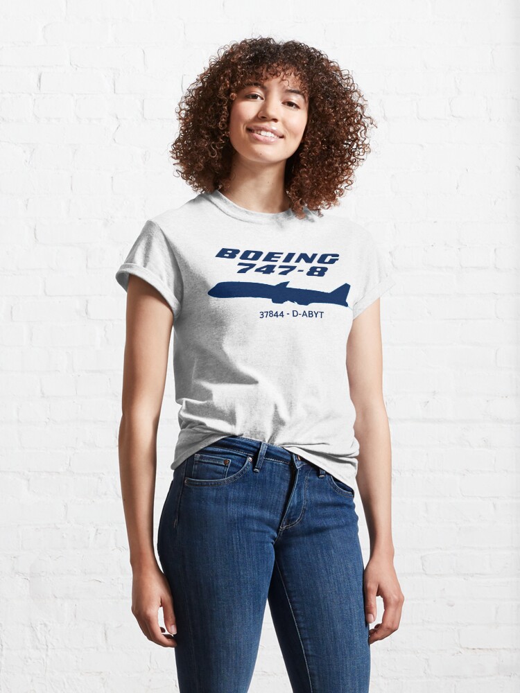 Alternate view of Boeing 747-8 37844 D-ABYT (Blue) Classic T-Shirt