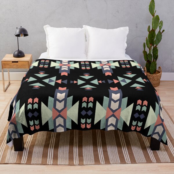 Item preview, Preppy Tribal Boho Chic Black Teal Blue Pink Aztec Pattern designed and sold by IamTrending.
