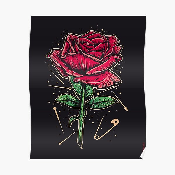 Poster Dunkelrote Rose Redbubble