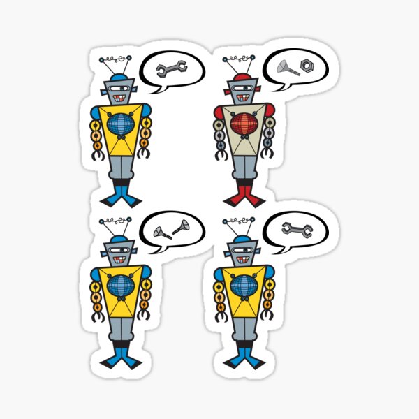 Item preview, Free Speech Retro Robots II | Talking Nuts And Bolts designed and sold by fatfatin.