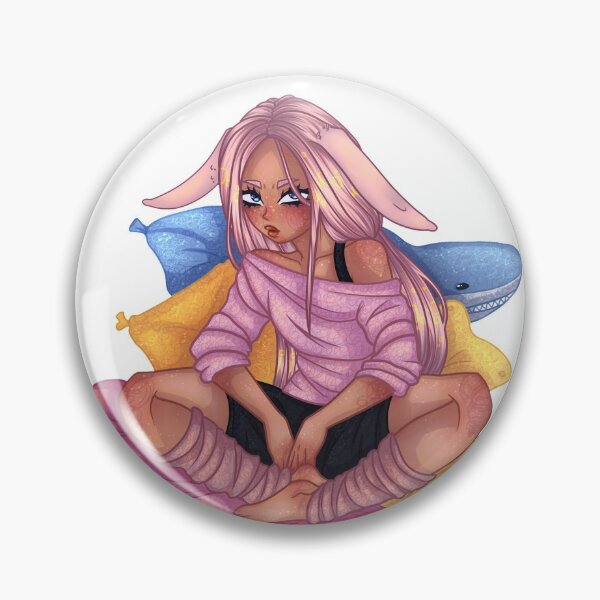 Item preview, The bunny girl sits on colorful pillows in her pajamas. designed and sold by Marrara99.