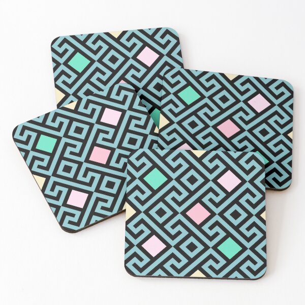 Item preview, Preppy Pastel Pink and Green Teal Greek Key Pattern designed and sold by IamTrending.
