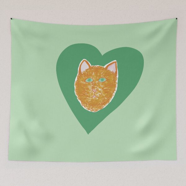 Artikelvorschau, Orange cat and green heart entworfen und verkauft von Luaillustration.