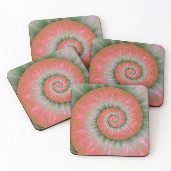 Item preview, Abstract Artwork Optical Swirling Illusion Peach And Lime Green Print designed and sold by Mary Riley.