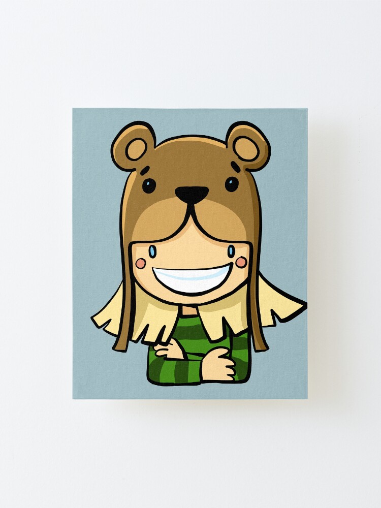 Alternate view of girl in a bear hat Mounted Print