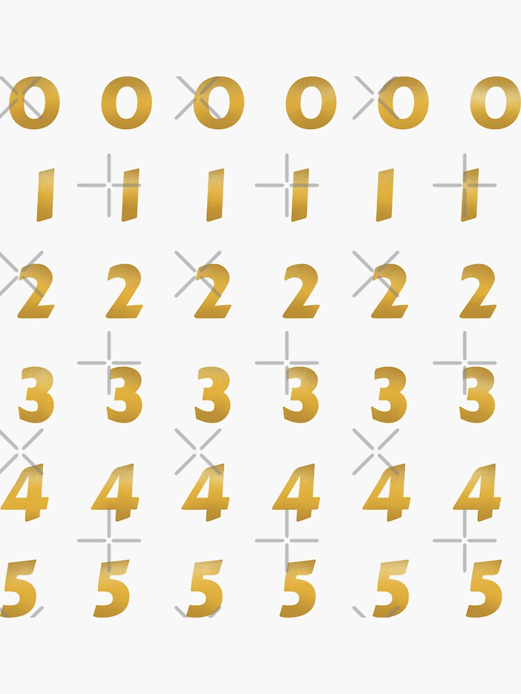 Gold Number stickers Sticker for Sale by GieArts