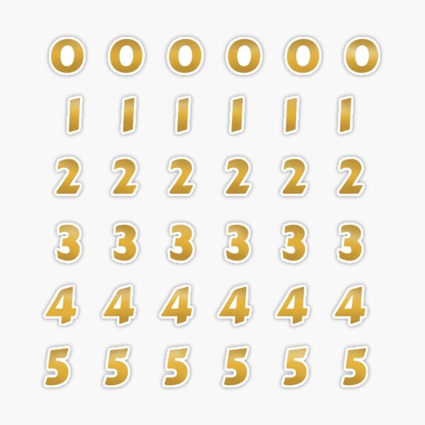 Gold Number stickers Sticker for Sale by GieArts