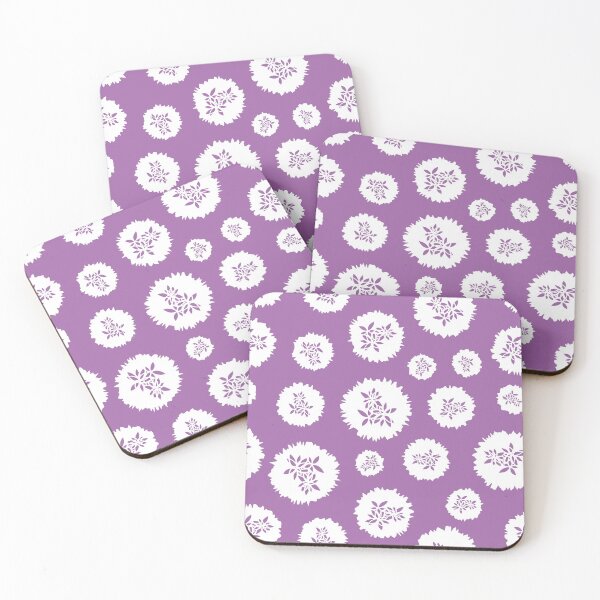 Item preview, White lacy flowers on purple designed and sold by rysunki-malunki.