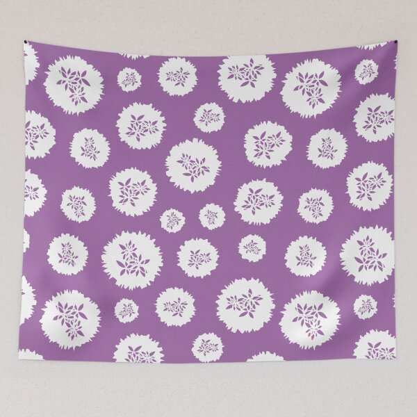 Aperçu de l'œuvre Fleurs de dentelle blanche sur violet créée et vendue par rysunki-malunki.