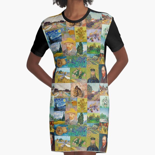 Van Gogh Collage Graphic T-Shirt Dress