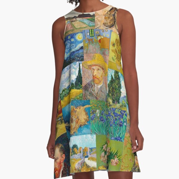 Van Gogh Collage A-Line Dress