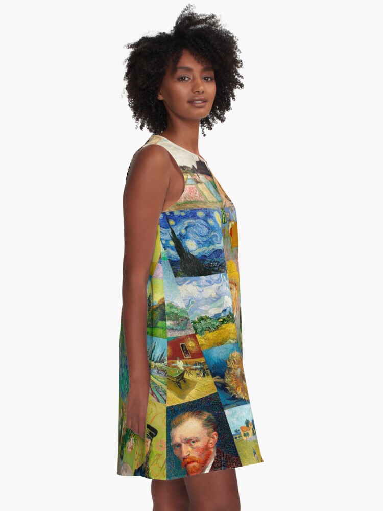 Alternate view of Van Gogh Collage A-Line Dress