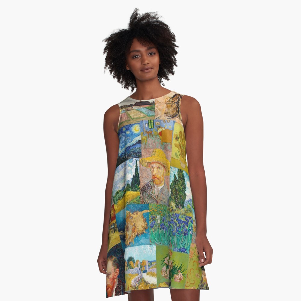 Van Gogh Collage A-Line Dress