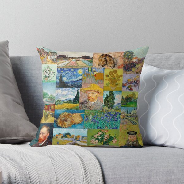 Van Gogh Collage Throw Pillow