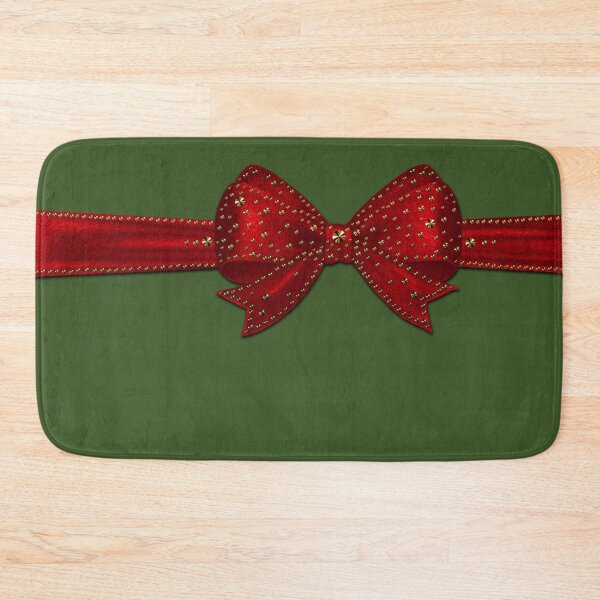 Item preview, Red bow with gold glitter rhinestones on dark green - Christmas presents designed and sold by GlamourChick.