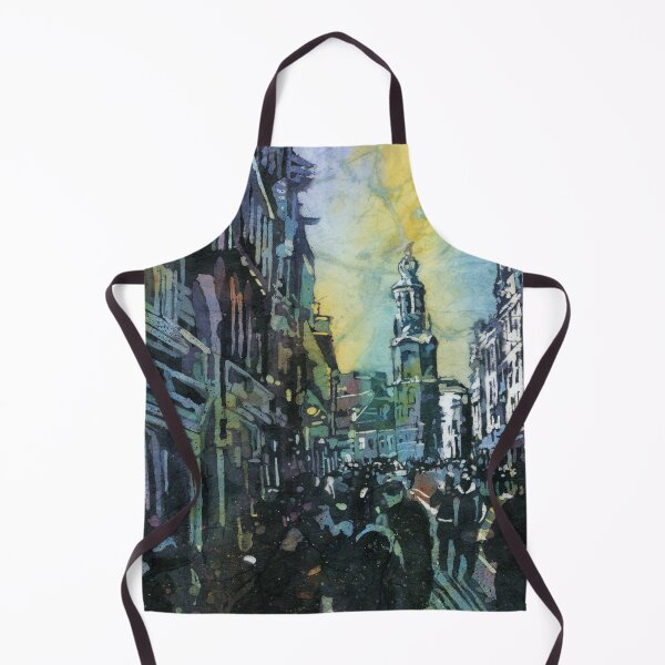 Item preview, Amsterdam, Netherlands at sunset. Watercolor batik Amsterdam skyline artwork designed and sold by rfoxphoto.