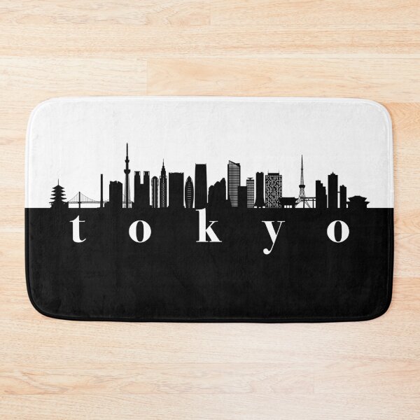 Item preview, minimalist tokyo skyline black and white color block  designed and sold by neopop.