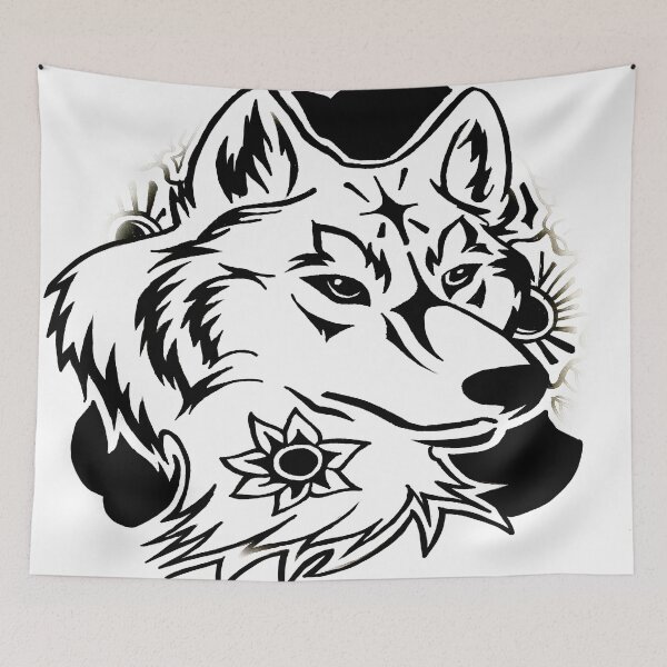 Item preview, Wolf flower stencil design designed and sold by Cafecreative.