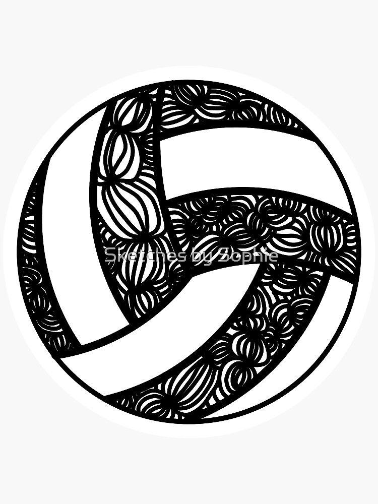"Black Pattern Zentangle Volleyball " Sticker for Sale by