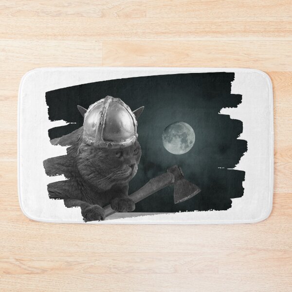Item preview, Cute Viking Scottish Fold Cat in Moonlight designed and sold by Orkneyology.