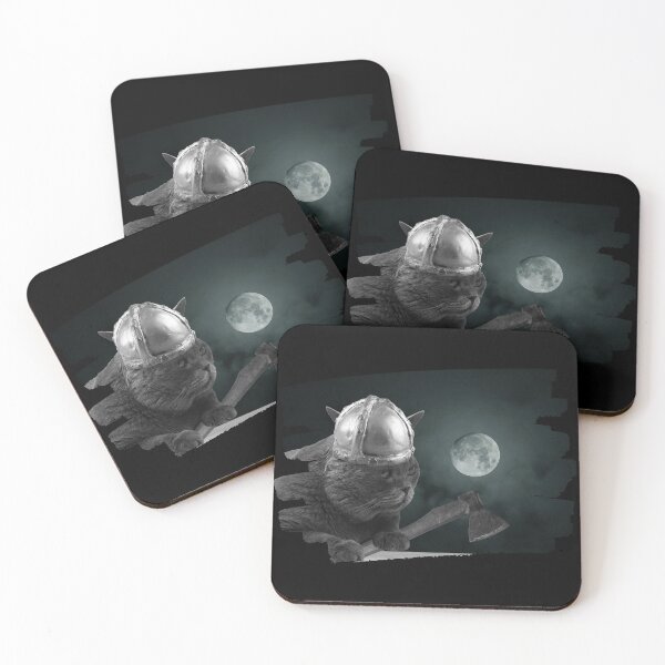 Item preview, Cute Viking Scottish Fold Cat in Moonlight designed and sold by Orkneyology.