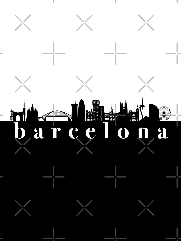 minimalist barcelona skyline black and white color block  Poster for Sale  by neopop