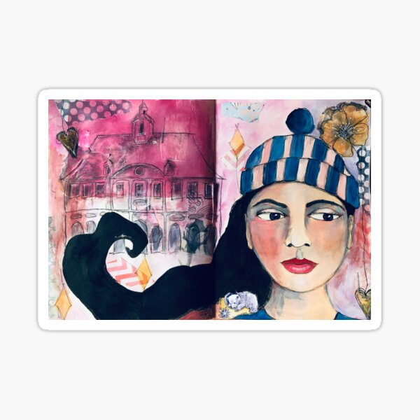 Girl with hat and black hair Sticker
